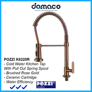 Pozzi K8220R Brushed Rose Gold Pull Out Spring Spout Kitchen Sink Tap