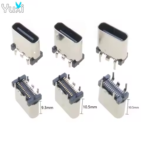 YuXi 2pcs 9.3mm 10.5mm USB Type C 24 Pin Female Socket Vertical PCB Connector Charge Charging Dock P