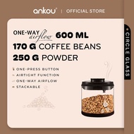 ANKOU Airtight Round Glass Container With Sehala Ventilation (600ml) - One-Way Airflow Circle Glass 