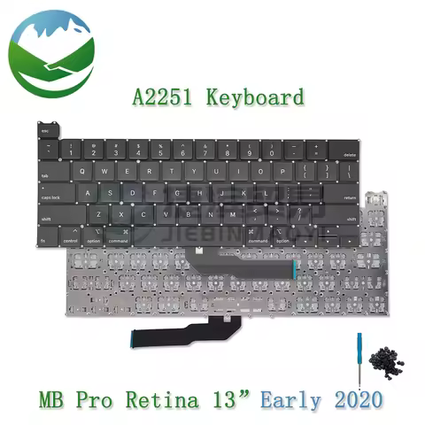 New Laptop A2251 Keyboard US UK English Russian Arabic for Apple MacBook Pro Retina 13 " Replacement