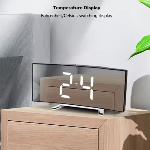 Creative Desk Alarm Clock Bedside Table Clock USB Charging/Battery Powered Mute Electronic Alarm Clo