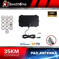 🇲🇾MYTV 35km Antenna Aerial HDTV Indoor MYfreeview Digital Pad Antena+  4m cable Full package