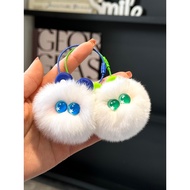 Real Rex Rabbit Hair Cute Blush Cat Cat Ball Bag Pendant School Bag Doll Pendant Cartoon Doll Car Ke