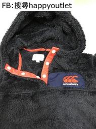 二手 免運 CANTERBURY 日版女款M碼 羊羔絨雙面連帽刷毛外套 帽T 黑灰色 不掉毛