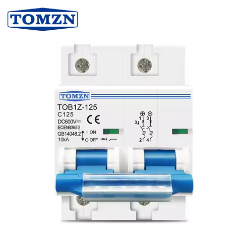 TOMZN 2P 125A 100A 80A DC MCB 600V Circuit breaker FOR PV System C curve MCB Battery Main Switch