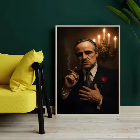 Classic Gangster Movie Canvas Print, The Godfather Wall Art Poster for Living Room Bedroom Home Deco