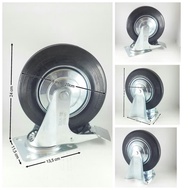 Trolley wheels 8" (1set 2 Mat + 2 brakes) rubber trolley wheels