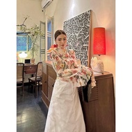 THIN FLOWER SHIRT with flared sleeves tag mac asley