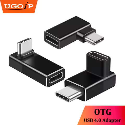 UGOjP USB4.0 40Gbps Type C OTG Adapter 90ยฐ Right Angle Type C Male to Female Adapter Converter For L