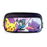 比卡超筆袋 Pocket Monster Pikachu筆袋化妝袋 (Black Gengar) 大容量 2隔層 多用途袋文具化妝袋小物 多功能鉛筆袋 平行進口