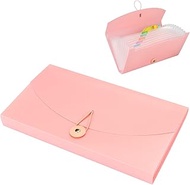 Oak-Pine 13 Pocket Receipt Folder/Expanding Coupon Currency Organizer with Label/Plastic Check Bill