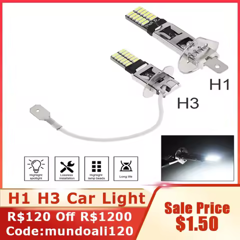 MovFlax 1PC H1 H3 5W Canbus LED Bulb Car Fog Light Headlight 4014 24SMD 12V Running Light Motorcyce 