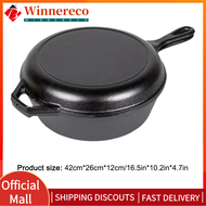 【winnereco】10/16 Inch Cast Iron Skillet Pre-Seasoned Frying Pan Fry Pan for Frying Baking Grilling I