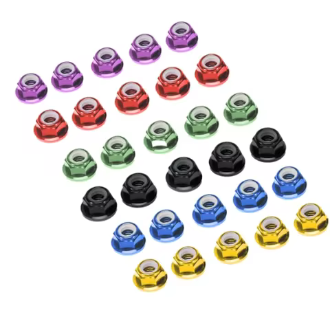 20PCS/50PCS/100PCS M5 Colourful Anodized Aluminum Flange Nylon Lock Nut Suitable for 2207 2306 2806.