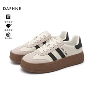 DAPHNE达芙妮女士鞋子2024夏季新款薄款透气单鞋德训运动帆布鞋休闲百搭平底鞋 黑米色 39