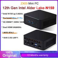ZX03 N150 Mini PC Windows 10 CPU Intel N150 DDR4 8GB 256GB WiFi6 BT5.2 Computer Desktop 4K HD