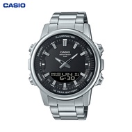 Casio AMW-880 นาฬิกาข้อมือผู้ชายธุรกิจของแท้แบบสบาย ๆ กันน้ำ LCD จอแสดงผลคู่หน้าปัดขนาดใหญ่นาฬิกาผู้ชาย Watches AMW-880D-1AVDF