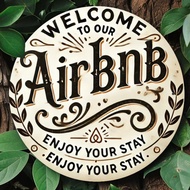2D Flat Welcome Sign for Airbnb. Wooden/acrylic Hanging Sign Suitable for Airbnb, Vacation Rental, A