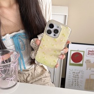 Light Yellow Full Screen Floral Phone Case Drop-Resistant Phone Case for iPhone 16 Promax 15 Promax 