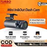 Mini Car DashCam Interior Monitor 24h Recording 2K 360° Rotating Shooting Driving Recorder Depan Bel