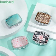 LOMBARD Cartoon Animals Jewelry Box, Cute with HD Mirror Mini Pill Case, Portable Multifunctional Waterproof 2 Grid Storage Box Medicine