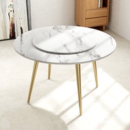 Nordic light luxury round table chair combination with turntable modern marble dining table home sim