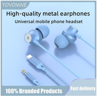 YOVONINE Metal 3.5mm Type-c Earbuds Mobile Wired Headphones Sport Earphone Headset with Mic for Xiaomi Huawei Samsung Phone