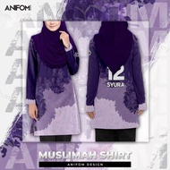 Baju Muslimah Couple Set Jersey Muslimah Customiz Name and Number Baju Jersi Muslimah Purple Sublima