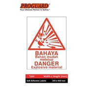"Danger Explosive Material" Bahaya Chemical Hazardous Sticker Label Safety Sign Indoor Outdoor Signa