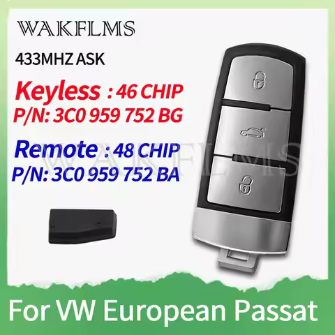 3 Buttons Keyless Entry Fob For VW Passat CC 2004-2015 3C0959752BA 3C0959752BG Remote Smart Car Key 