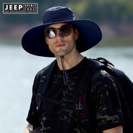 JEEP SPIRIT 1941 ESTD Mens Panama Hat UV Resistant Breathable Outdoor Wide Brim Bucket Hat Summer Hi