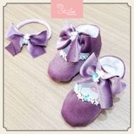 [St. Levi] Orchid Baby shoes+headband/Baby shoes/newborn shoes/prewalker shoes/prewalker shoes/Baby 