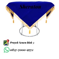 Flag ceremony tray base, plain blue flag-raising tray base