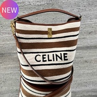 Celine 195572 緹花條紋織物 Bucket 16 水桶包《2024季度新品》