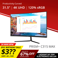 PRISM+ C315 MAX 31.5  UHD 4K [3840 x 2160] 120% sRGB 1500R Curved FreeSync G-Sync Ready Gaming Monitor