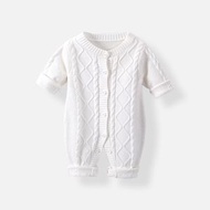 秋冬新款嬰兒毛線衣寶寶針織爬服扭麻花寶寶衣服毛衣針織連體哈衣