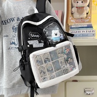 Black and White Backpack Badge Ita Bag Transparent Large Capacity Women Travel Backpack Student Scho