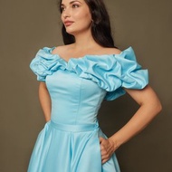 藍色婚紗，短款婚紗，口袋，晚禮服，伴娘服