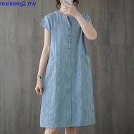 LAHSTORE loose dress with mussel sleeves and side pockets DS03 (Moss Green)