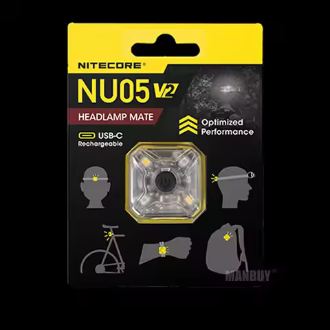 NITECORE NU05 V2 Ultra Lightweight USB-C Rechargeable Headlamp Mate 4x LED 40 Lumens Waterproof IP66