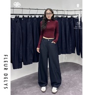 Fleurdelys Women's Straight Jeans Charcoal Blue with Frog Pockets DL25TQA210