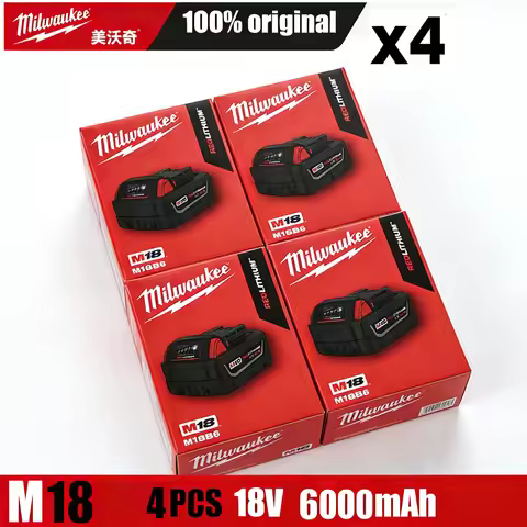 2026 Original M18 Milwaukee Battery18V 6000mAh M18B6 M18B5 Suitable for Milwaukee Power Tools Rechar
