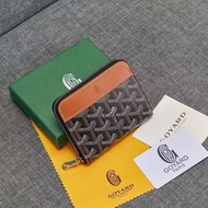 Goyard Goya กระเป๋าสตางค์ใหม่ซิปกระเป๋าเก็บบัตรทันสมัยกระเป๋าสตาค์ซิปสั้นกระเป๋าสตางค์แบบมีซิปสั้นสไตล์เดียวกัน Dompet Koin