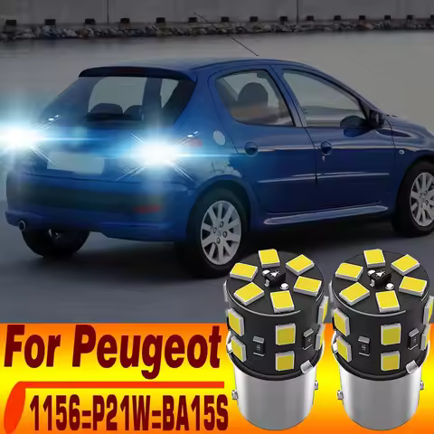 2x P21W 7506 BA15S LED Backup Lamp Bulb Reverse Light Canbus For Peugeot 307 206 207 208 308 3008 50