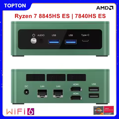 New Topton Solid Gaming Mini PC AMD Ryzen 9 6900HX ES R7 7840HS ES USB4.0 Dual LAN 2xDDR5 Nuc Mini C