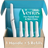 Gillette Venus Dermaplaning Tool Kit - 1 Handle + 5 Blade Refills - Exfoliating Face Razor for Women