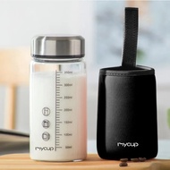 350mL Glass Milk Water Bottle with Cup Sleeve and Lid Family Portable Breakfast Coffee Juice Milk Te