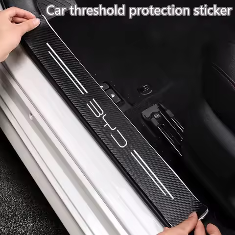 Carbon Fiber Car Door Threshold Sticker Auto Trunk Protective Strip For BYD Tang F3 E6 Atto 3 Yuan P