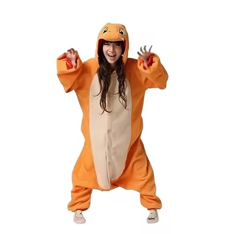 Charmander Dragon Onesie Halloween Cosplay Costume Kigurumi Pajamas Flannel Kigurumi Pijamas Homewea
