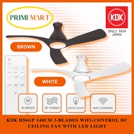 KDK H56GP 140CM 3-BLADES WIFI-CONTROL DC CEILING FAN WITH LED LIGHT + 1 YEAR WARRANTY